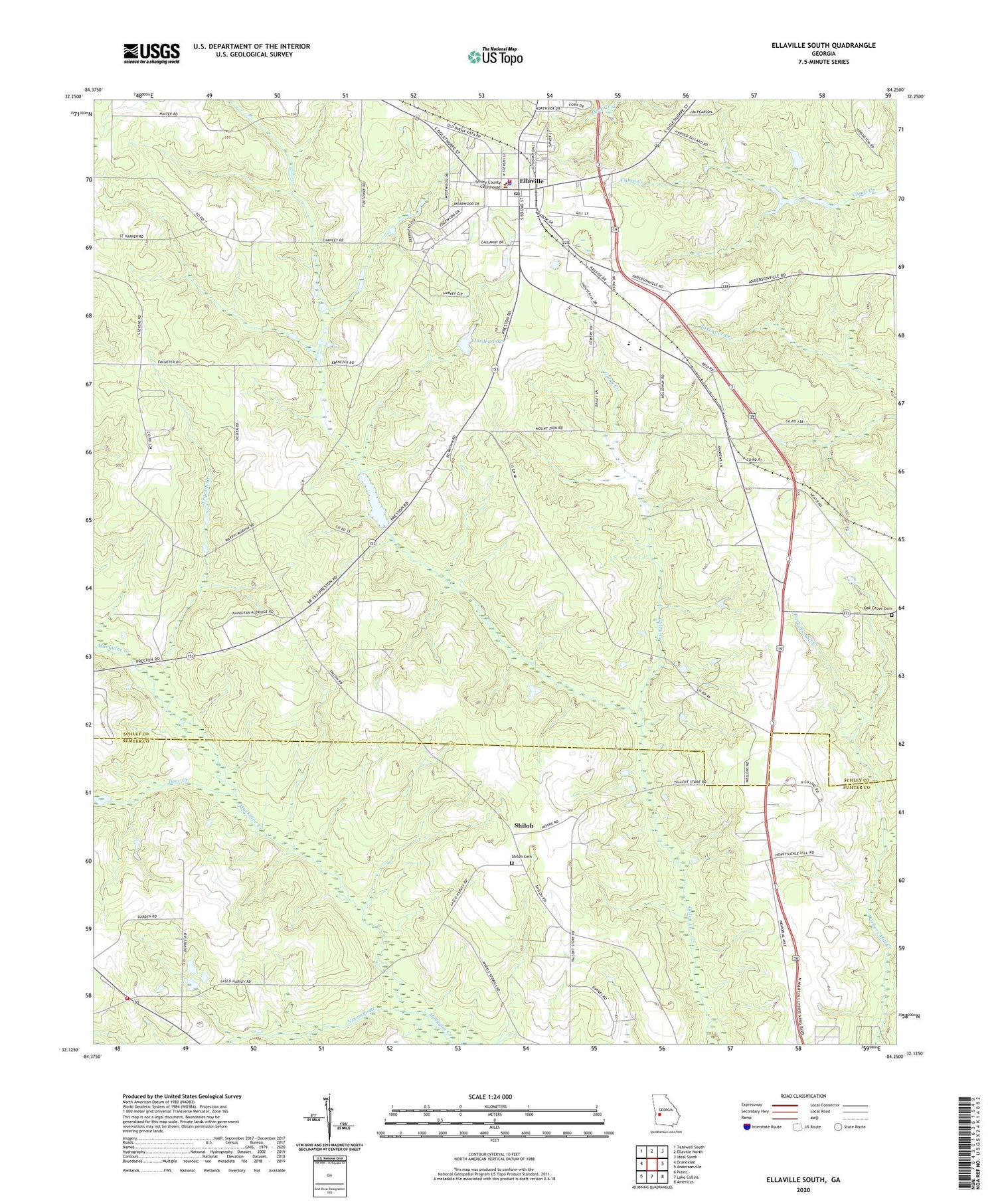Ellaville South Georgia US Topo Map Image