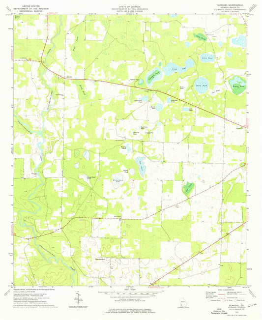 Classic USGS Elmodel Georgia 7.5'x7.5' Topo Map Image