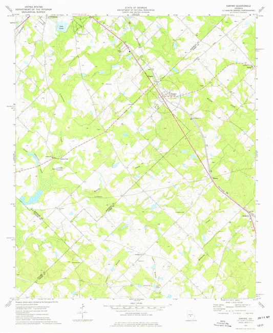 Classic USGS Empire Georgia 7.5'x7.5' Topo Map Image