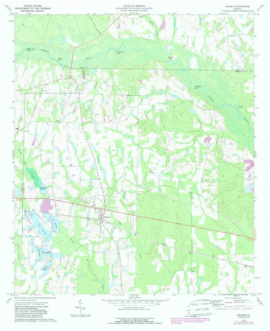 Classic USGS Enigma Georgia 7.5'x7.5' Topo Map Image