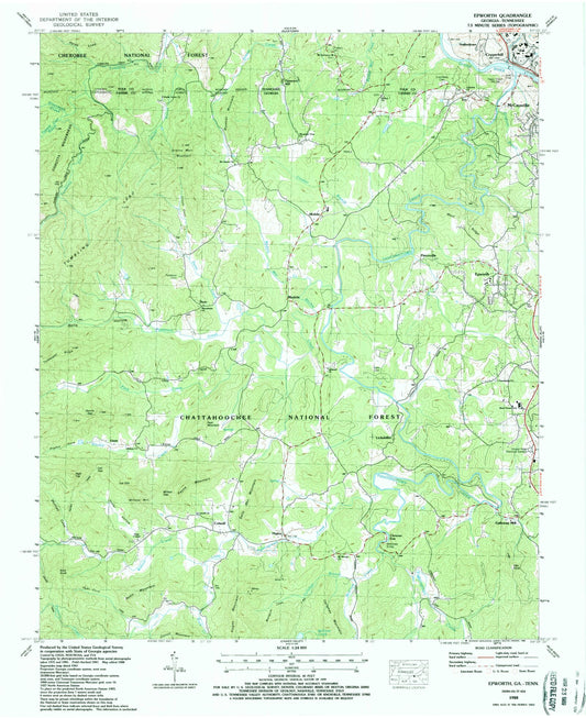 Classic USGS Epworth Georgia 7.5'x7.5' Topo Map Image