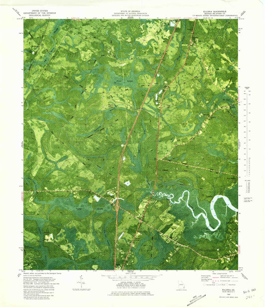 Classic USGS Eulonia Georgia 7.5'x7.5' Topo Map Image