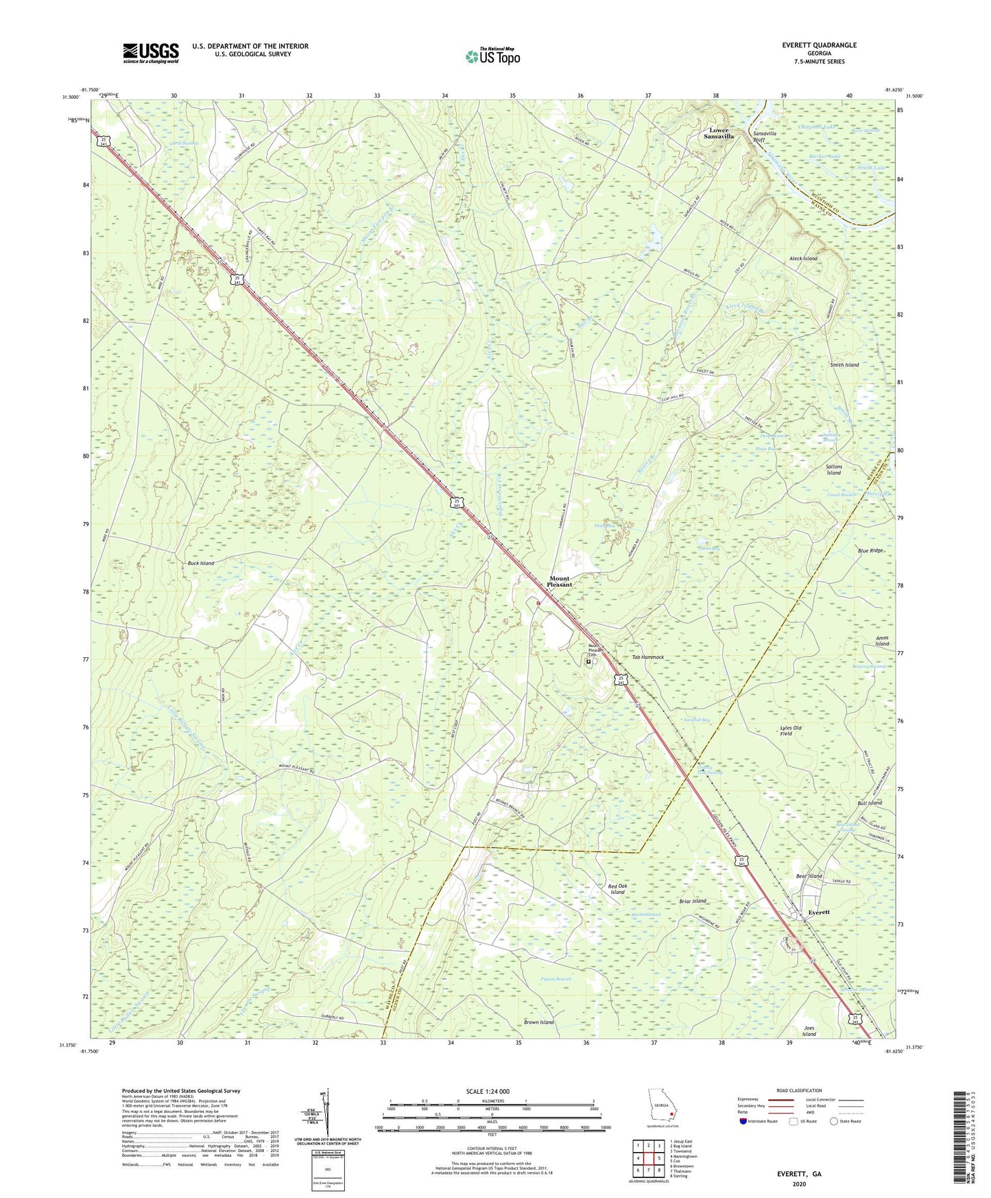 Everett Georgia US Topo Map Image