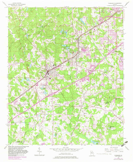 Classic USGS Fairburn Georgia 7.5'x7.5' Topo Map Image