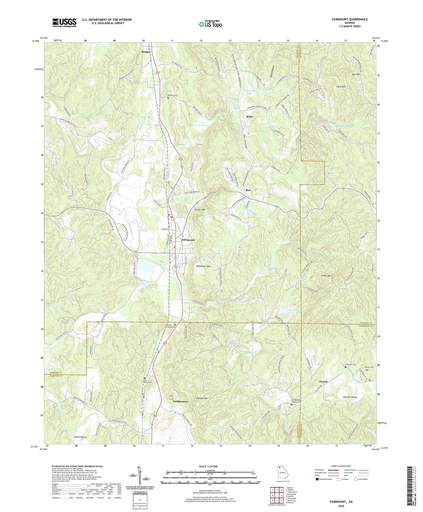 Fairmount Georgia US Topo Map Image