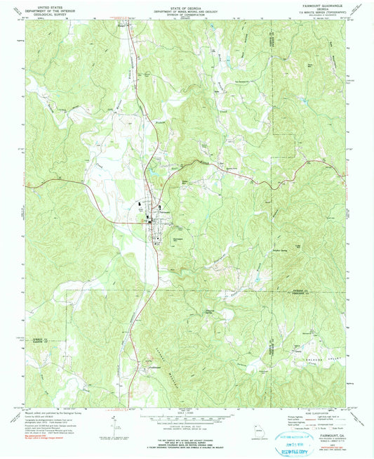 Classic USGS Fairmount Georgia 7.5'x7.5' Topo Map Image