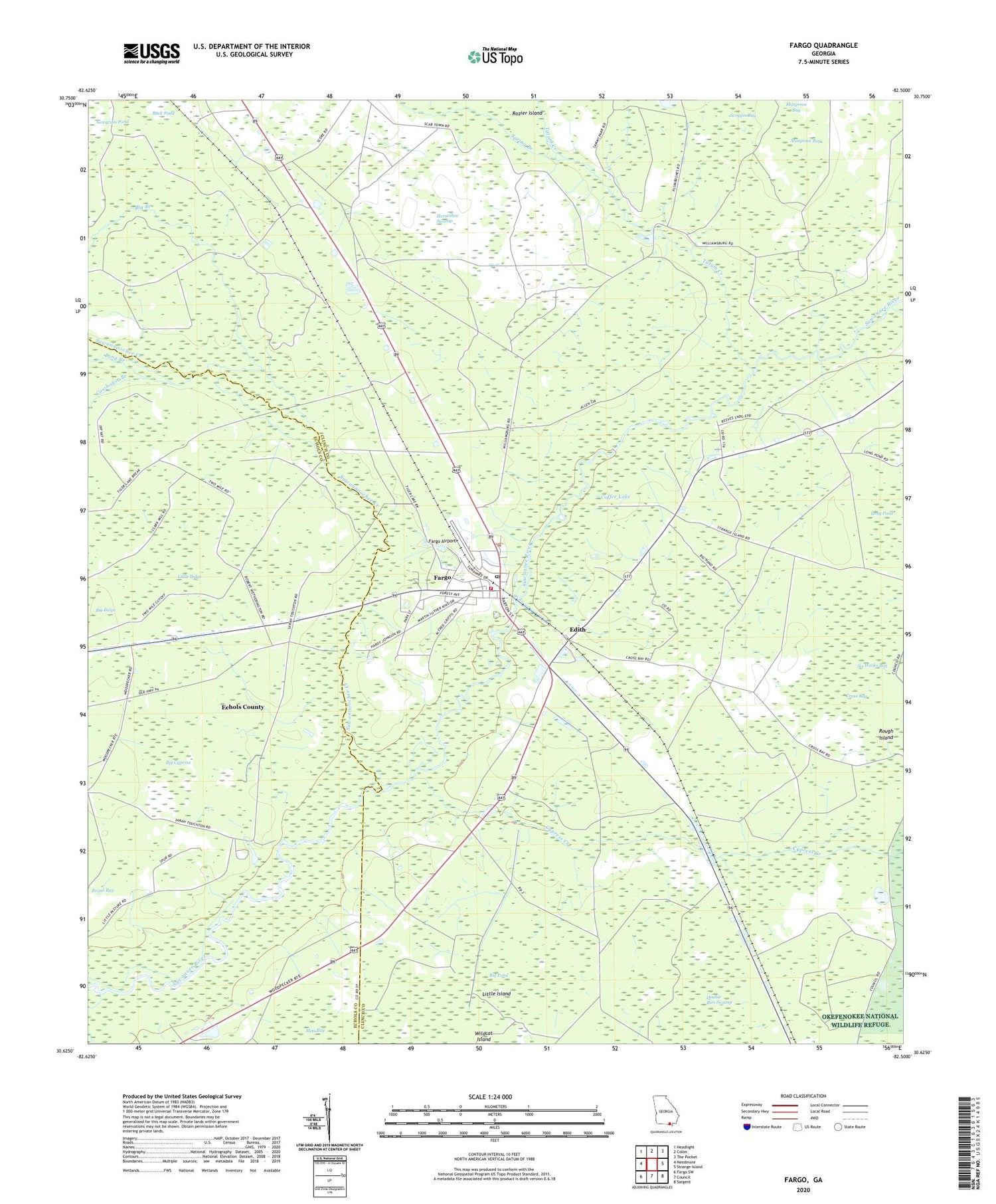 Fargo Georgia US Topo Map Image