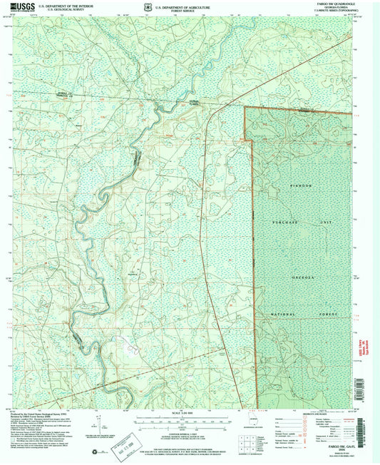 Classic USGS Fargo SW Florida 7.5'x7.5' Topo Map Image