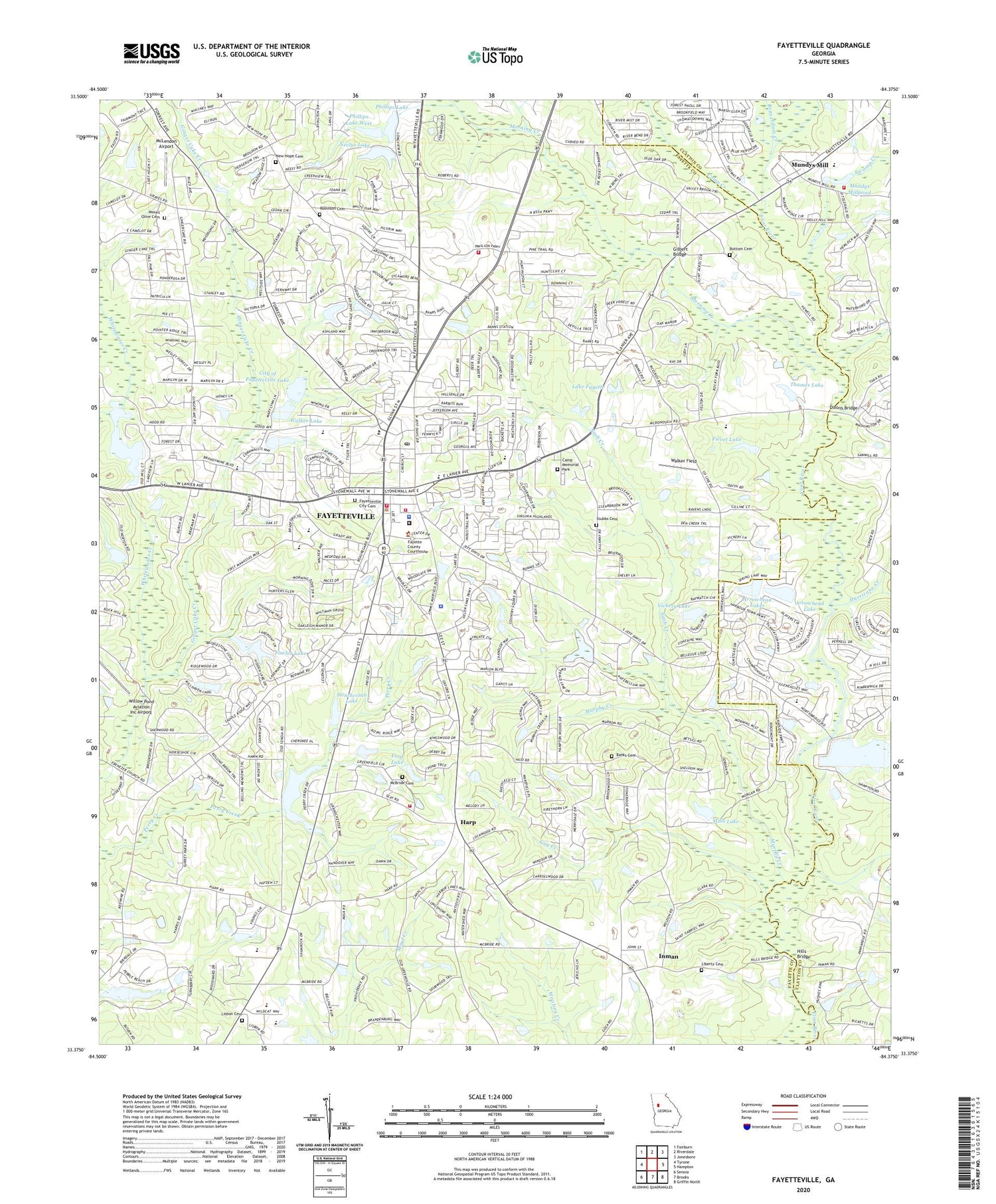 Fayetteville Georgia US Topo Map Image