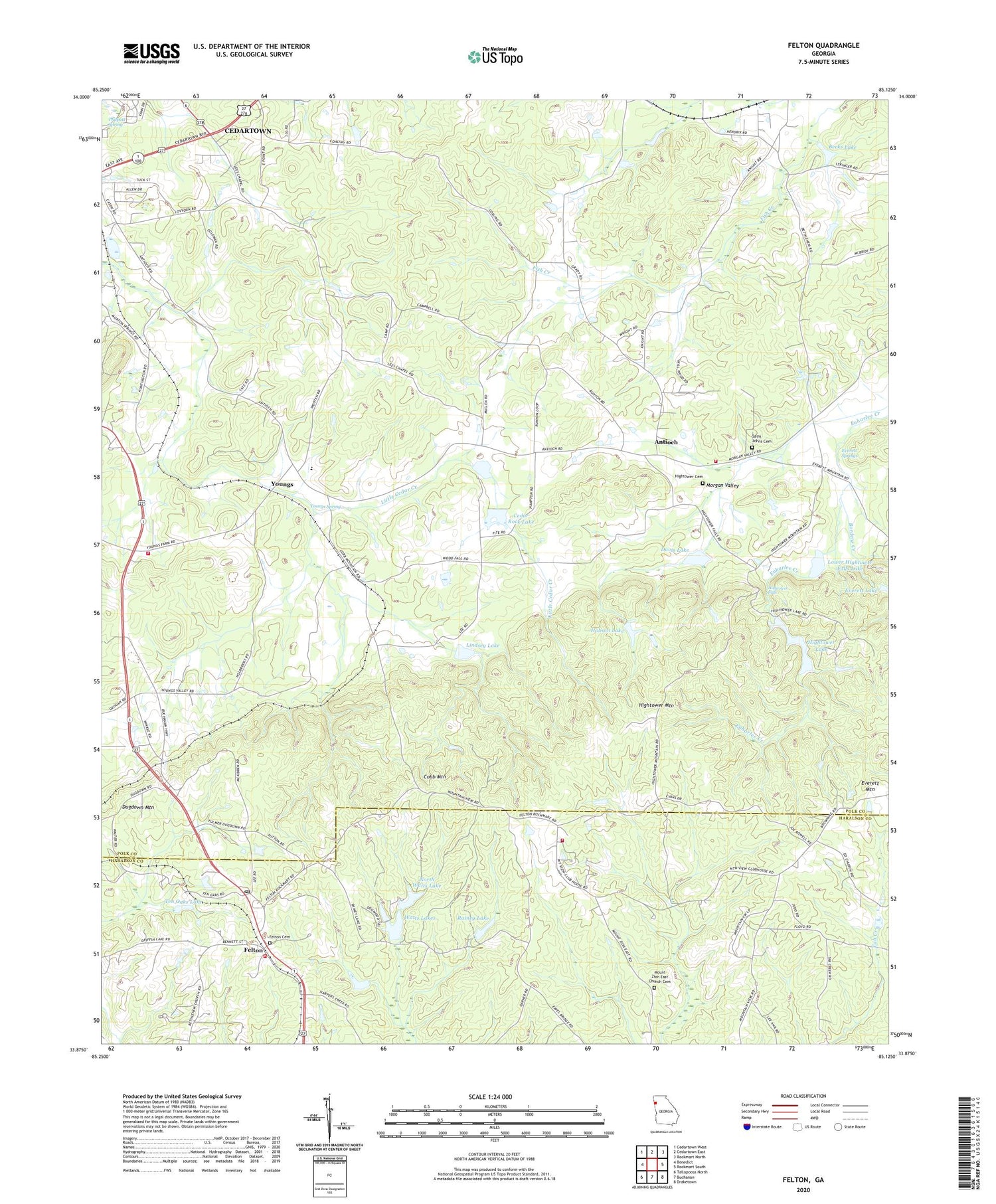 Felton Georgia US Topo Map Image