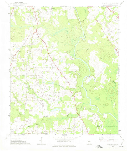Classic USGS Finleyson East Georgia 7.5'x7.5' Topo Map Image