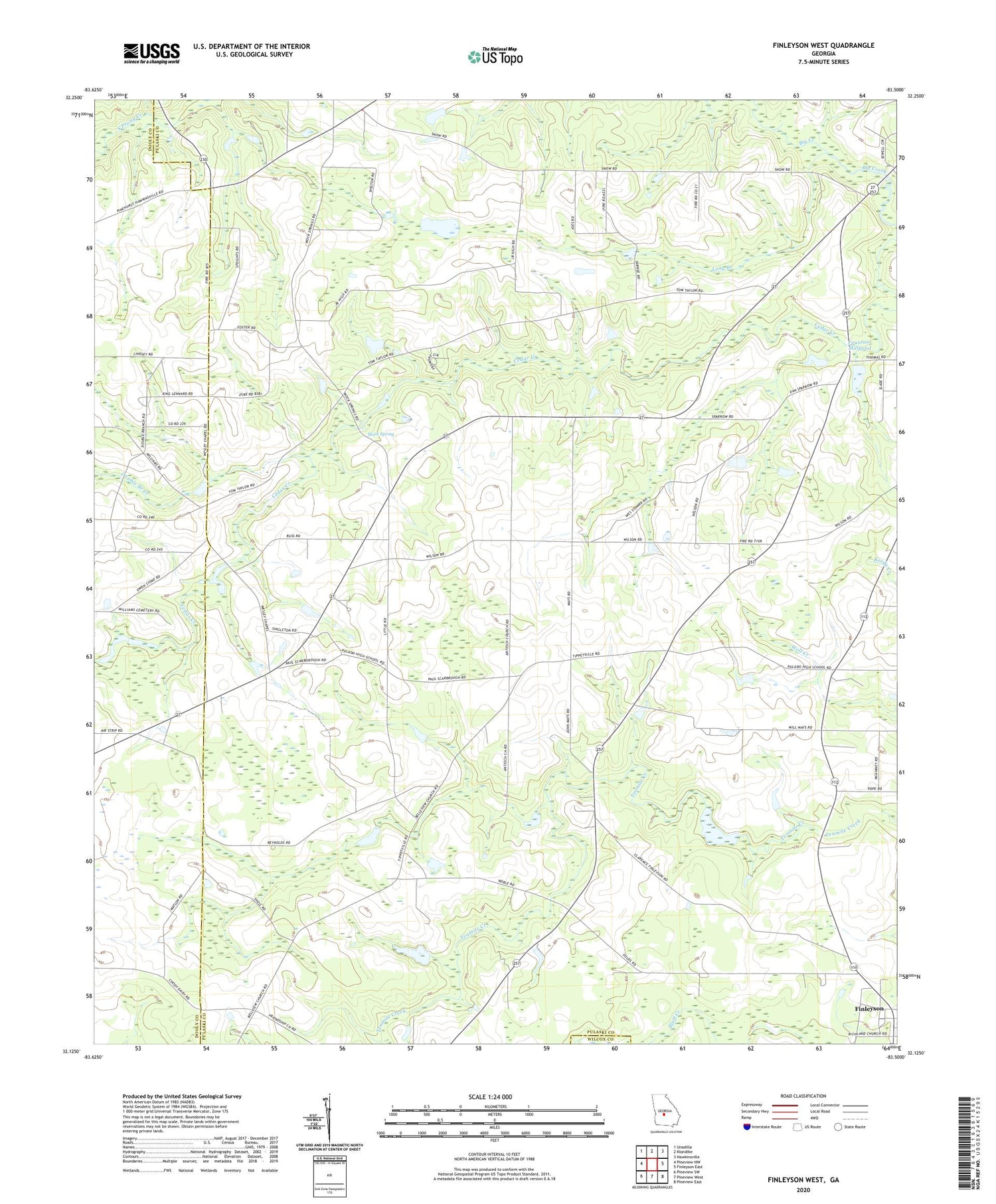 Finleyson West Georgia US Topo Map Image