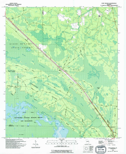 Classic USGS Fort Mudge Georgia 7.5'x7.5' Topo Map Image