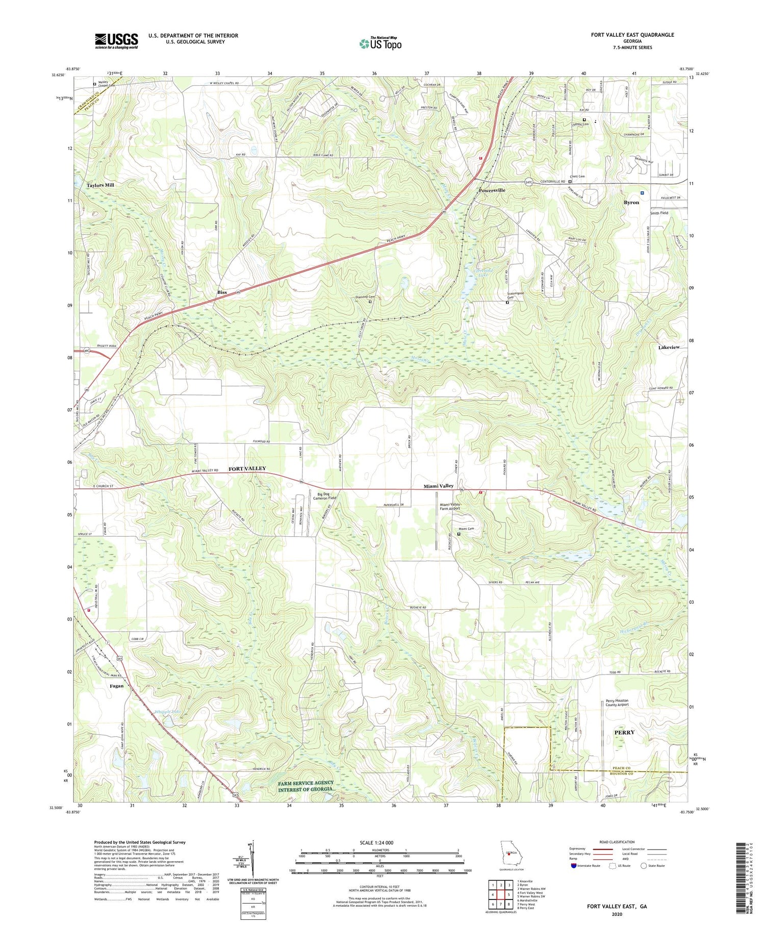 Fort Valley East Georgia US Topo Map Image