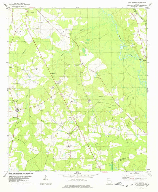 Classic USGS Four Points Georgia 7.5'x7.5' Topo Map Image