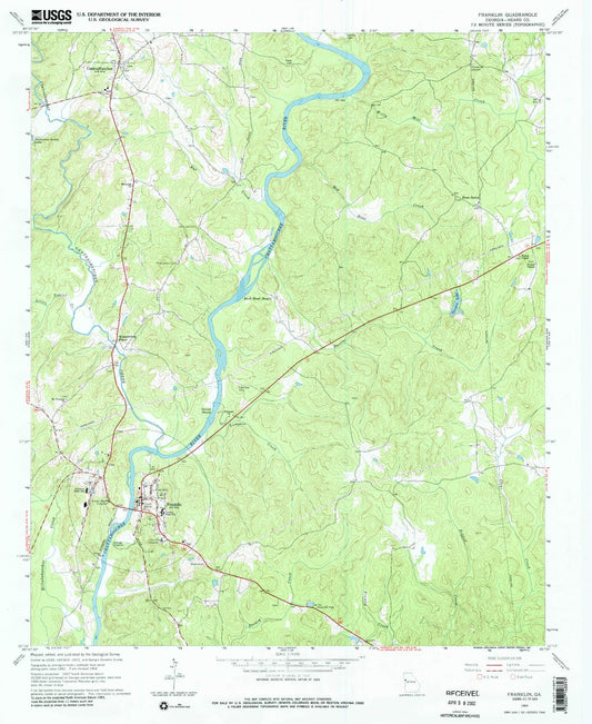 Classic USGS Franklin Georgia 7.5'x7.5' Topo Map Image