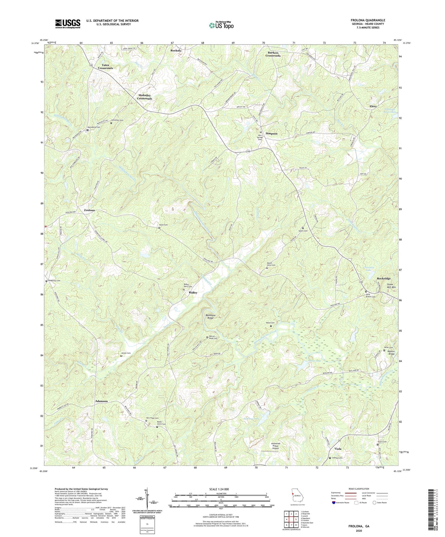 Frolona Georgia US Topo Map Image