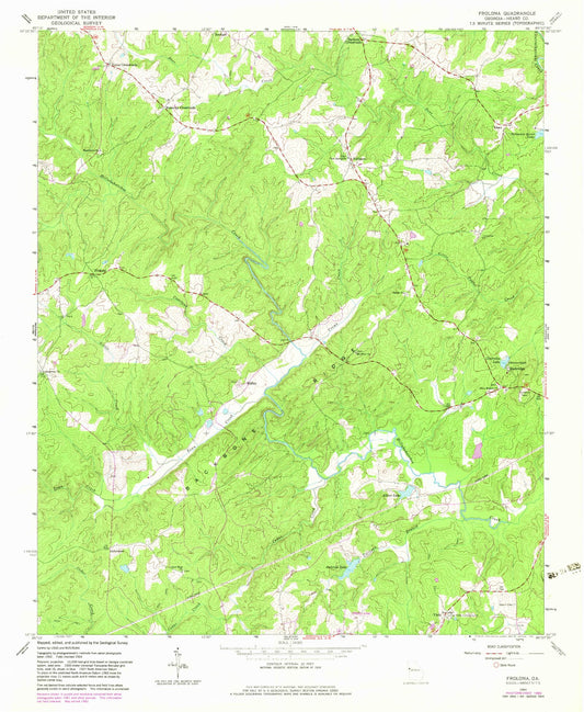 Classic USGS Frolona Georgia 7.5'x7.5' Topo Map Image