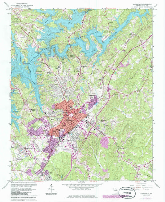 Classic USGS Gainesville Georgia 7.5'x7.5' Topo Map Image