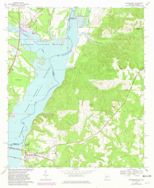 Classic USGS Georgetown Georgia 7.5'x7.5' Topo Map Image
