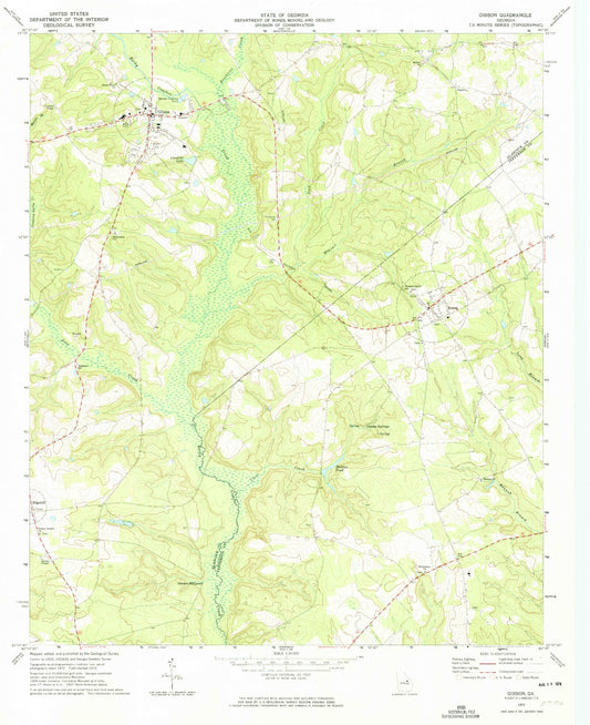 Classic USGS Gibson Georgia 7.5'x7.5' Topo Map Image