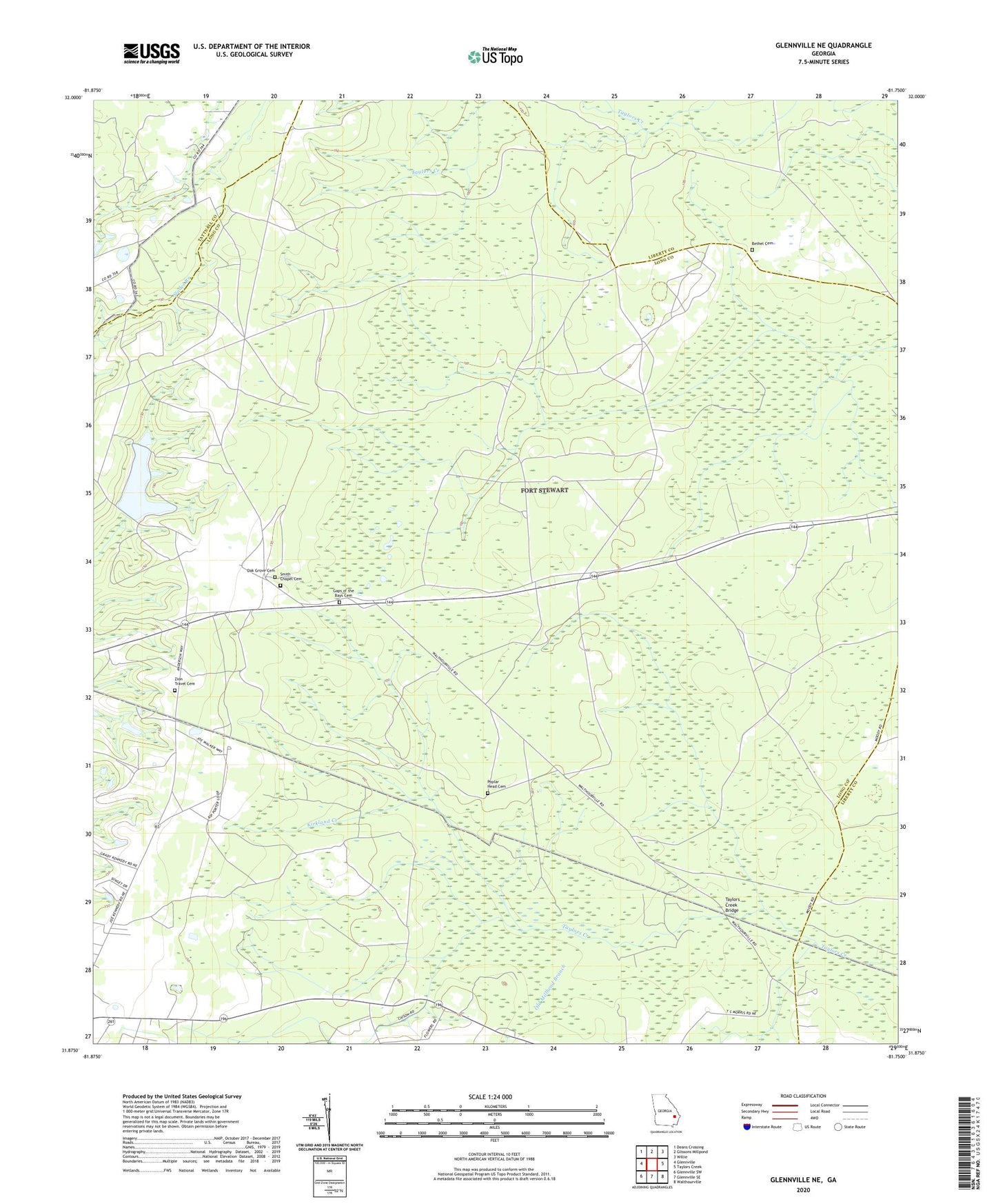 Glennville NE Georgia US Topo Map Image