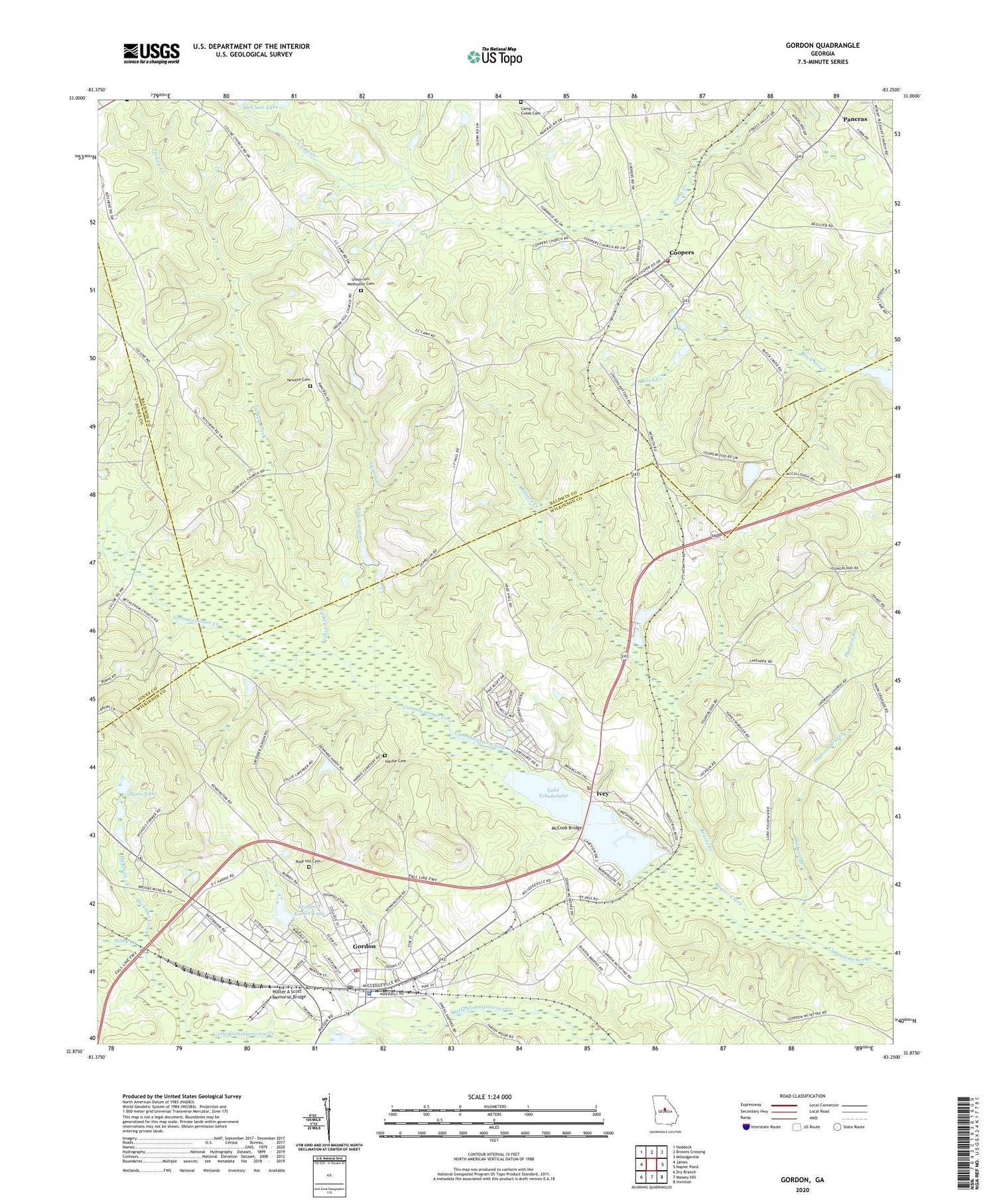 Gordon Georgia US Topo Map Image