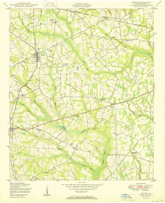 Classic USGS Gough Georgia 7.5'x7.5' Topo Map Image