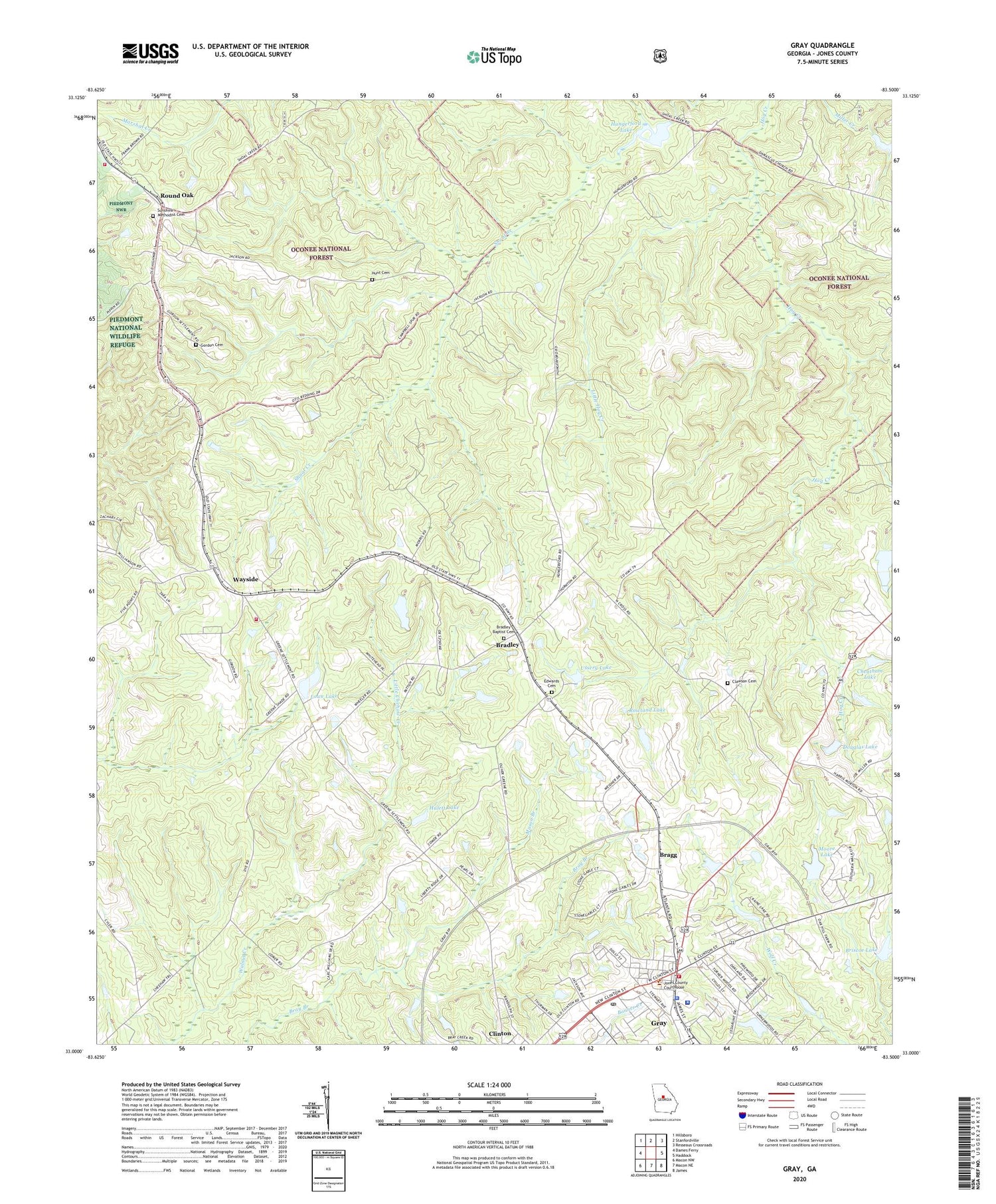 Gray Georgia US Topo Map Image
