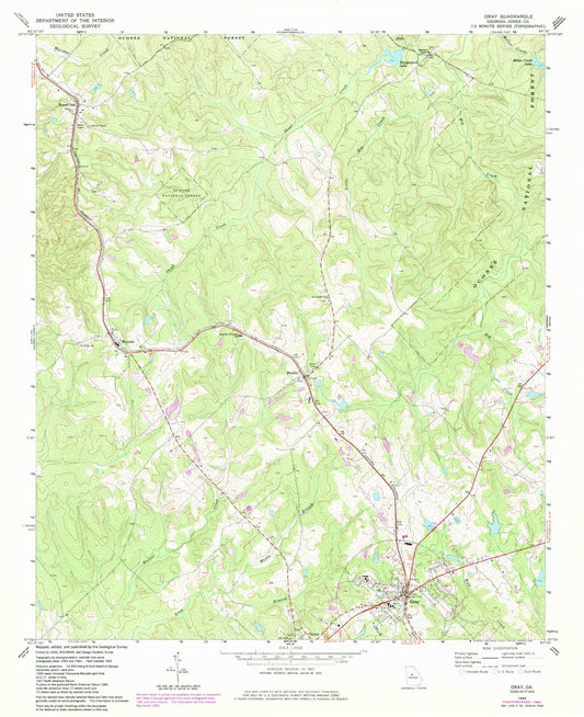 Classic USGS Gray Georgia 7.5'x7.5' Topo Map Image