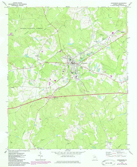 Classic USGS Greensboro Georgia 7.5'x7.5' Topo Map Image
