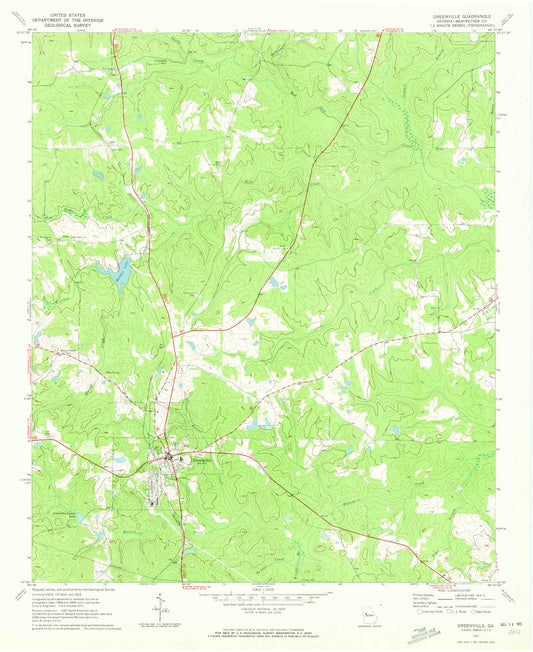 Classic USGS Greenville Georgia 7.5'x7.5' Topo Map Image