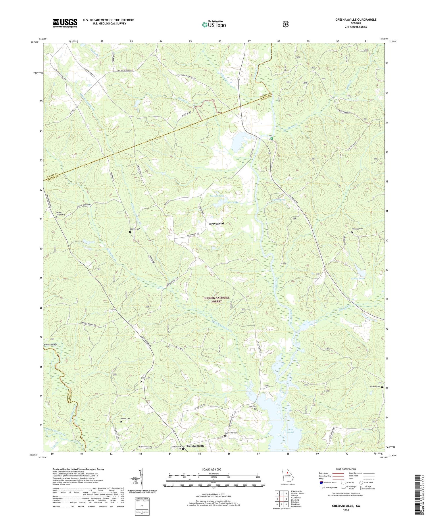 Greshamville Georgia US Topo Map Image