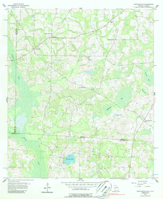 Classic USGS Grooverville Georgia 7.5'x7.5' Topo Map Image