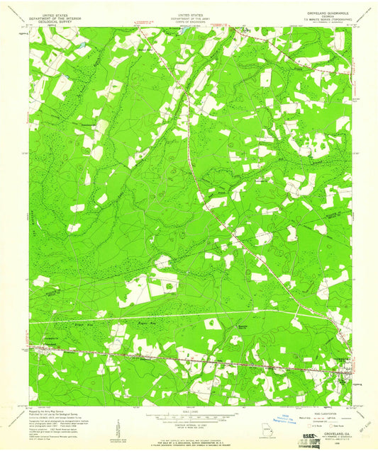 Classic USGS Groveland Georgia 7.5'x7.5' Topo Map Image