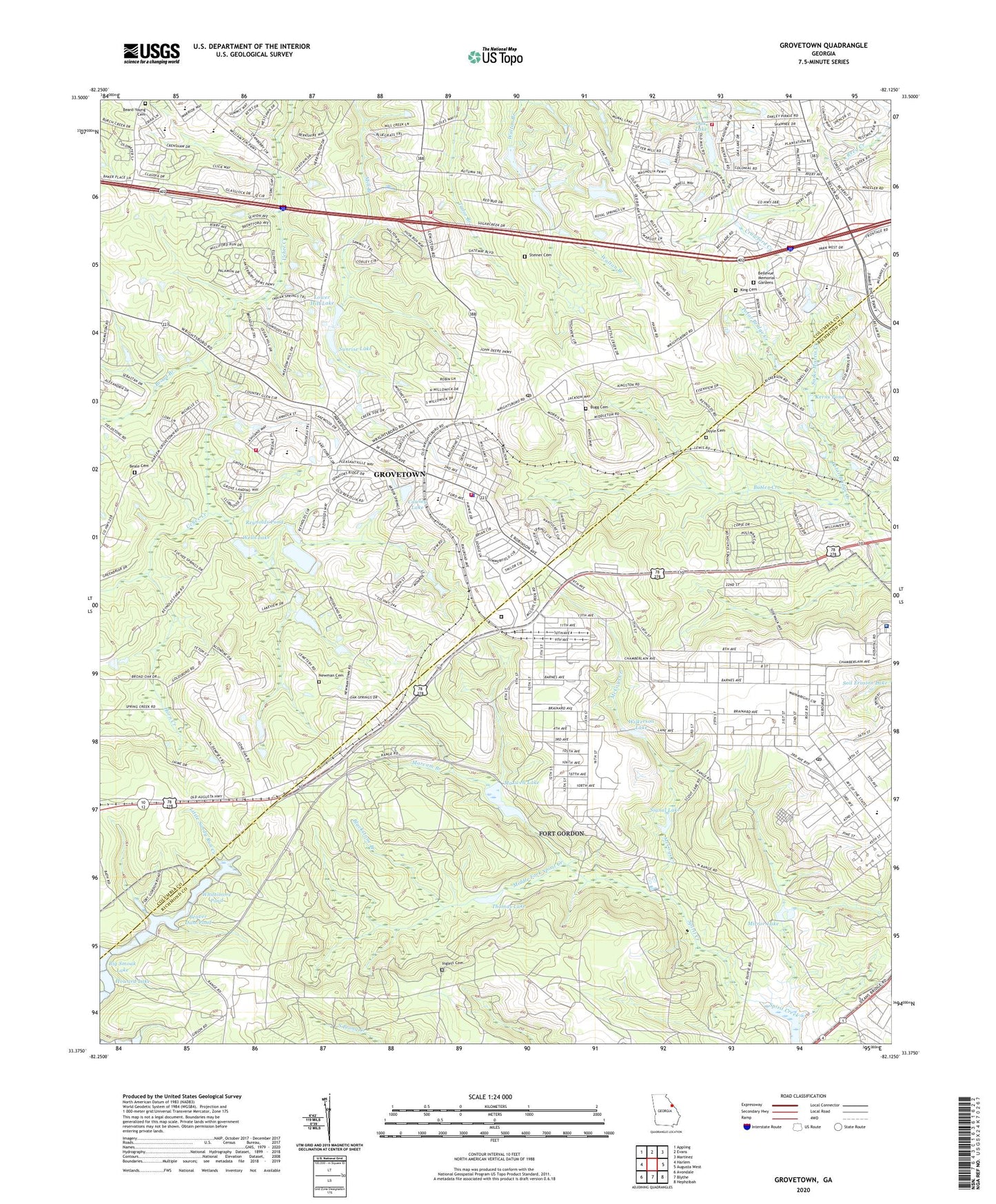 Grovetown Georgia US Topo Map Image