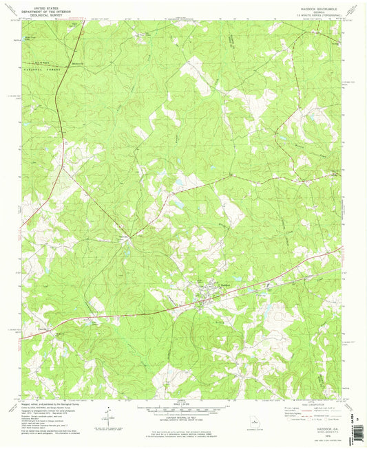 Classic USGS Haddock Georgia 7.5'x7.5' Topo Map Image