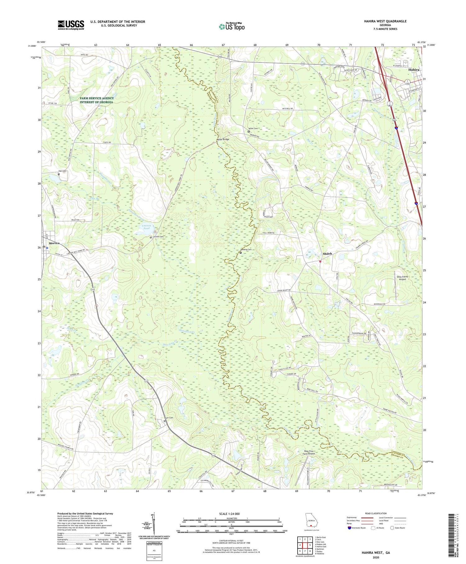Hahira West Georgia US Topo Map Image