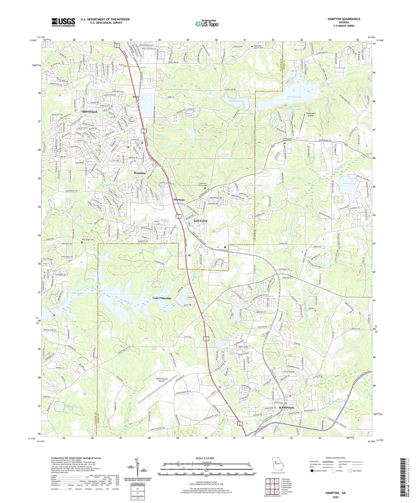 Hampton Georgia US Topo Map Image