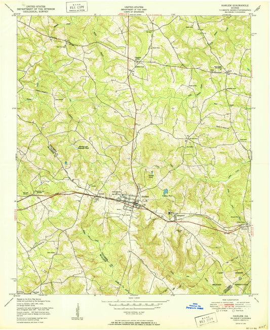 Classic USGS Harlem Georgia 7.5'x7.5' Topo Map Image