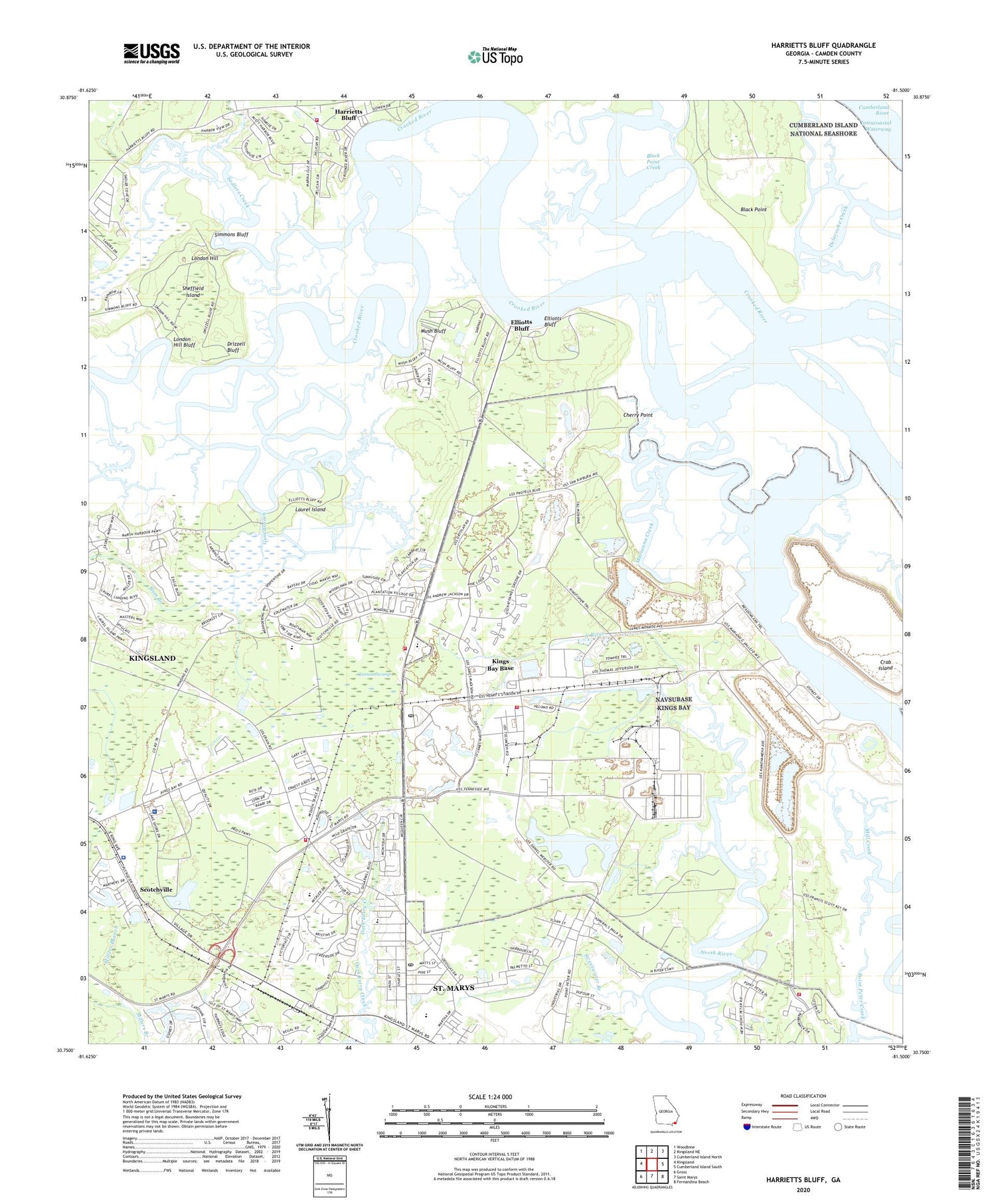 Harrietts Bluff Georgia US Topo Map Image