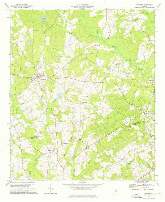 Classic USGS Harrison Georgia 7.5'x7.5' Topo Map Image
