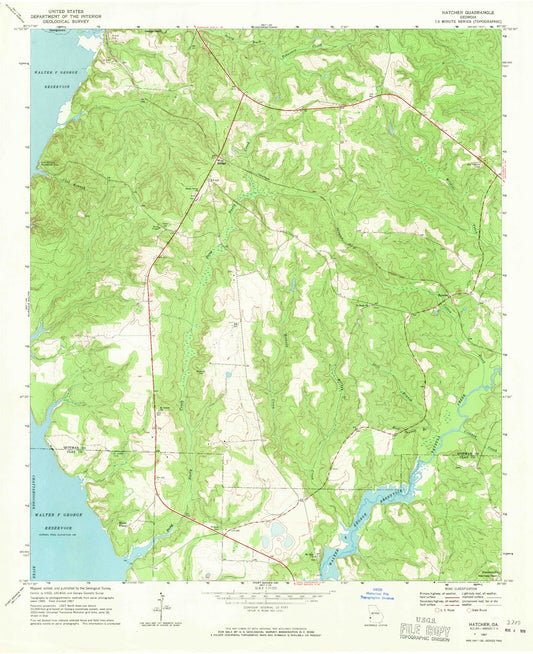 Classic USGS Hatcher Georgia 7.5'x7.5' Topo Map Image