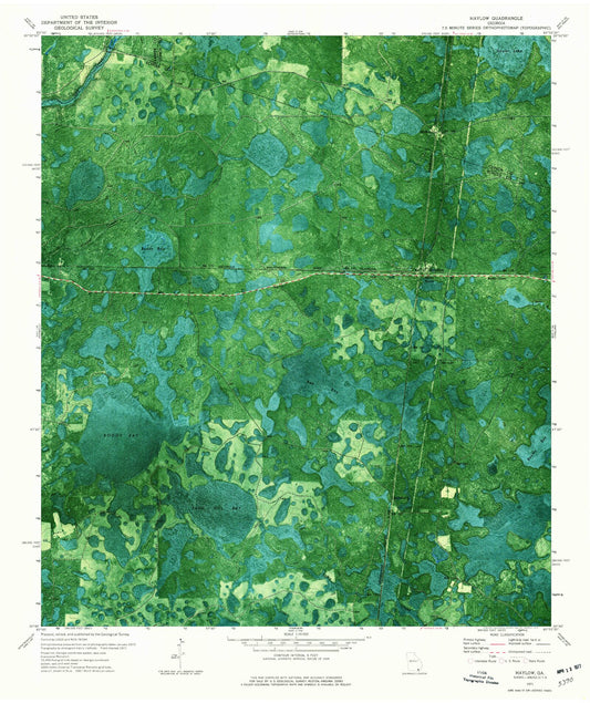 Classic USGS Haylow Georgia 7.5'x7.5' Topo Map Image