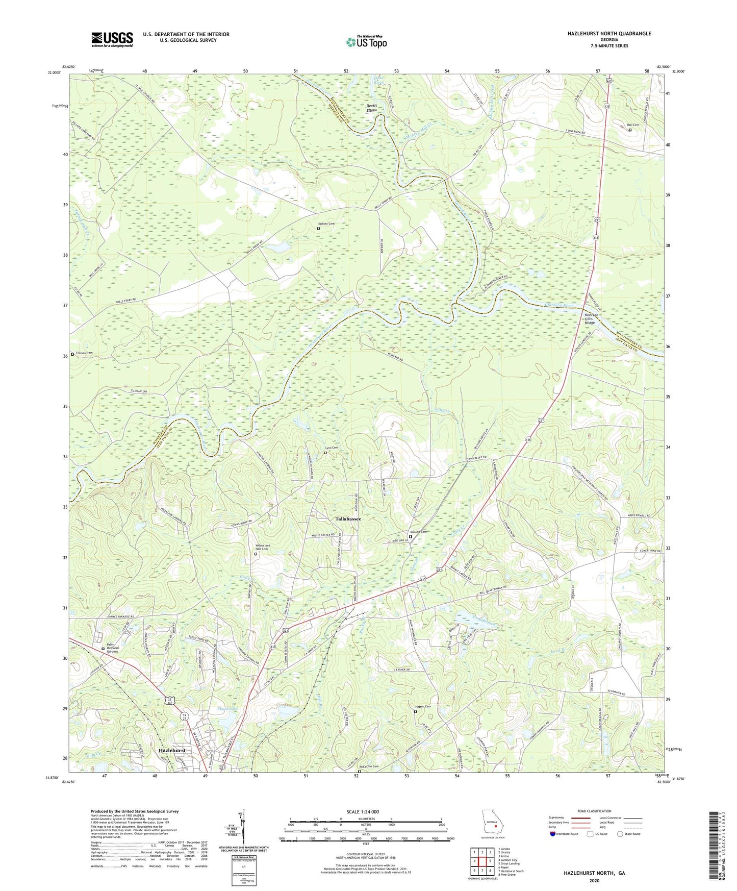 Hazlehurst North Georgia US Topo Map Image