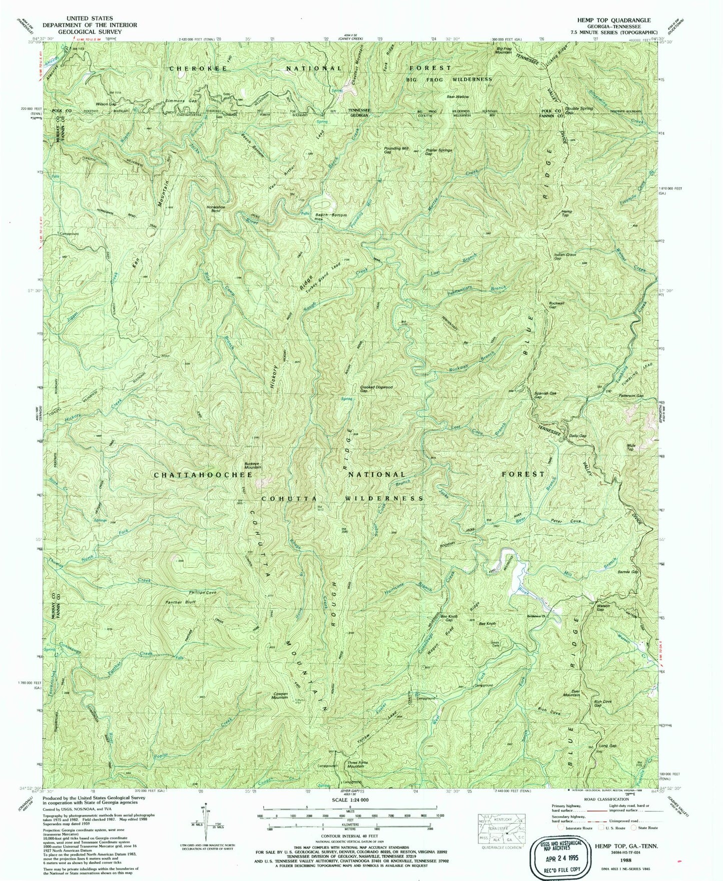 USGS Classic Hemp Top Georgia 7.5'x7.5' Topo Map Image