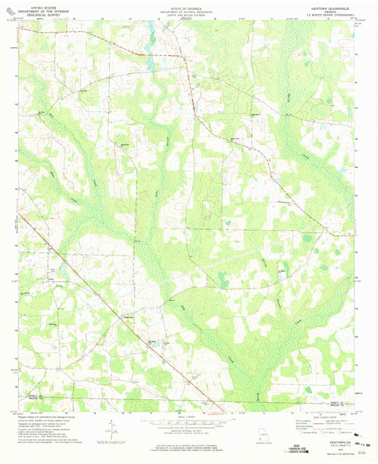 Classic USGS Hentown Georgia 7.5'x7.5' Topo Map Image