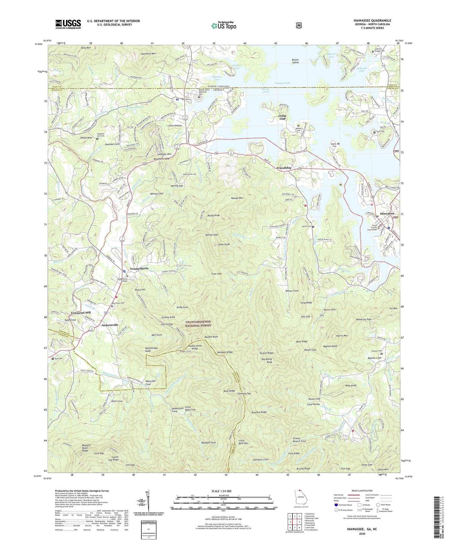 Hiawassee Georgia US Topo Map Image