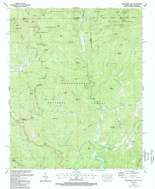 Classic USGS Hightower Bald Georgia 7.5'x7.5' Topo Map Image