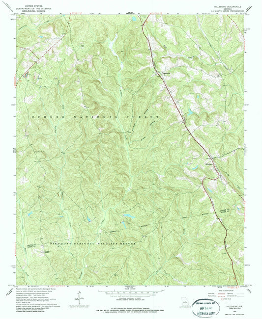 Classic USGS Hillsboro Georgia 7.5'x7.5' Topo Map Image